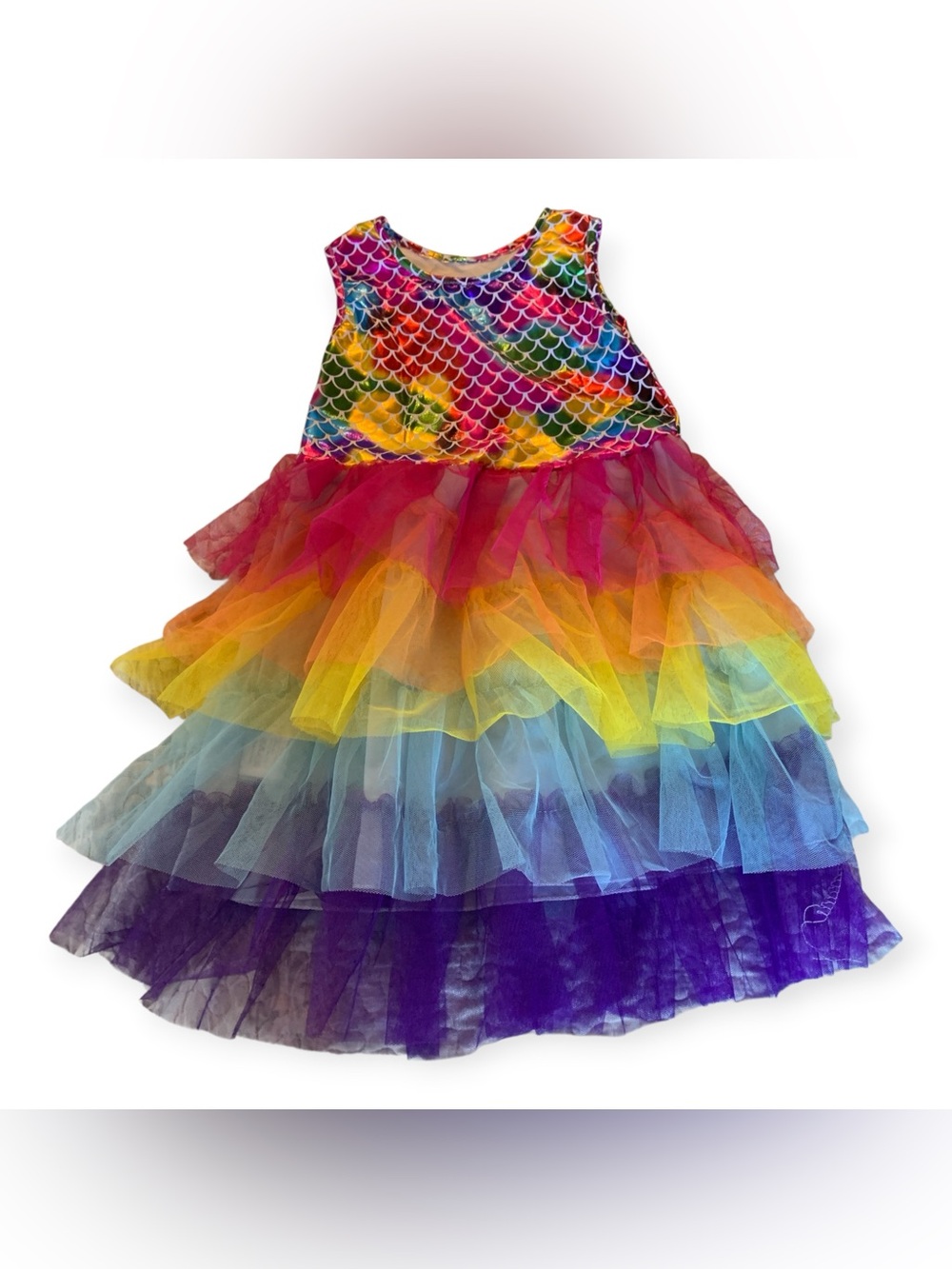 Rainbow Tulle Mermaid Costume Dress - Multicolor